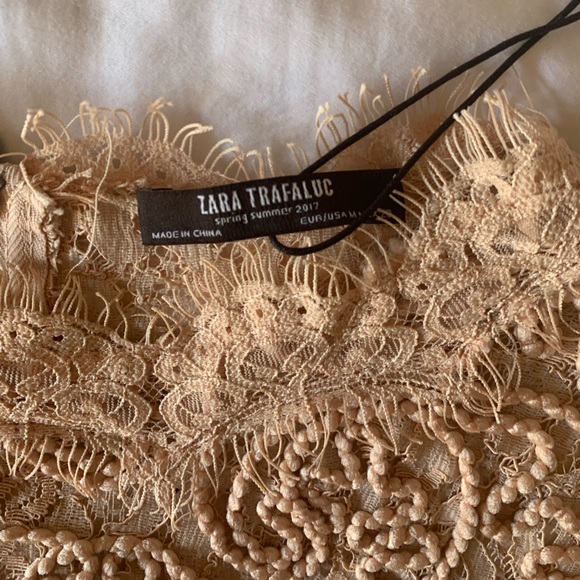 ZARA Lace top NWOT gorgeous nude color size M - Picture 4 of 9